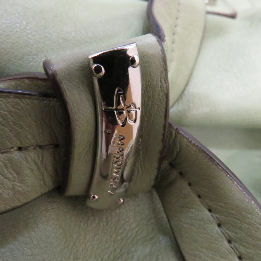 b. makowsky Light Sage Leather Shoulder Bag with Front Pockets - Picture 5 of 16